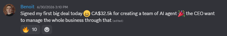 Benoit: first big deal, CA$32.5K