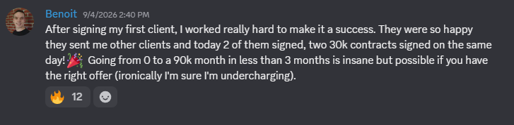 Benoit: $0 to $90K month in under 3 months