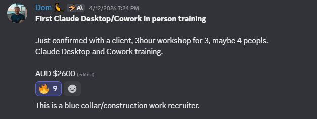 Dom: AUD $2,600 in-person training